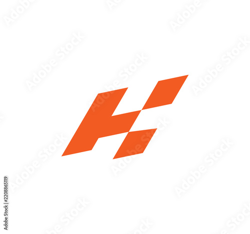 abstract h letter logo, orange color design