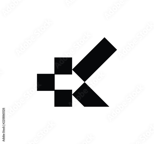 Abstract K Letter Arrow Logo, Black Color Design