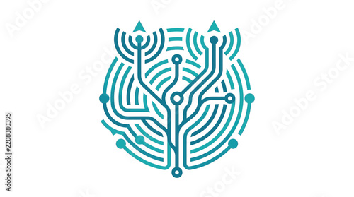 Abstract digital tree with circuits and signal waves