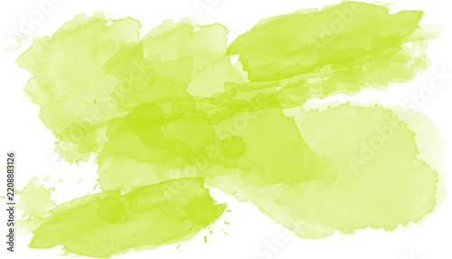 lime green watercolor paint wash with expressive brush texture isolated on transparent background png