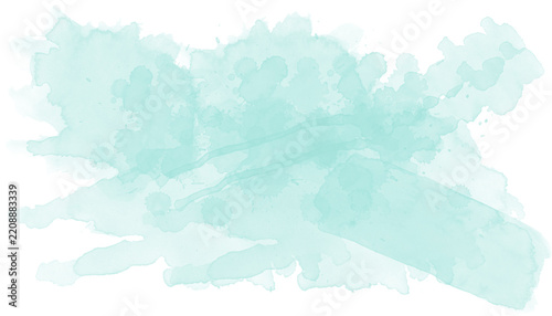 soft aqua watercolor brush stroke with textured edges isolated on transparent background png