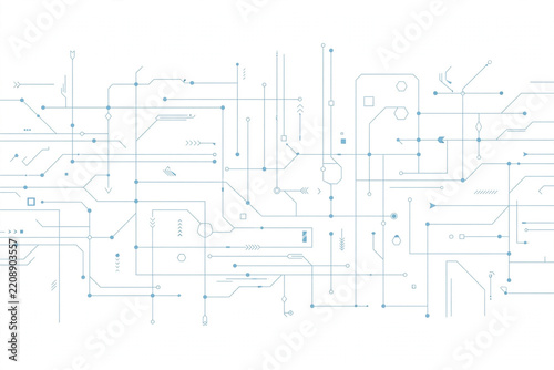 Minimal Light Blue Circuit Technology Pattern on White Background
