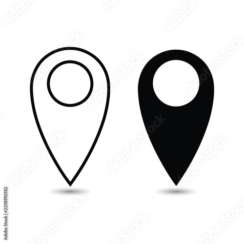 Location Map Pins Black and Outline Icons 