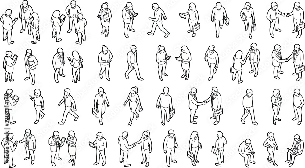 Obraz premium Isometric people vector set, business characters, flat style illustration