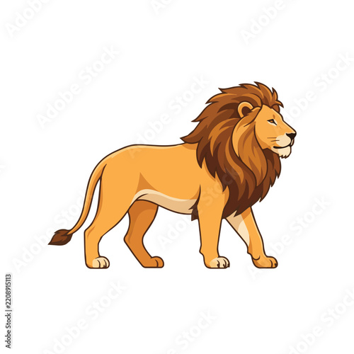 Majestic African Lion Vector Illustration Isolated on White Background for Wildlife Mascot Design