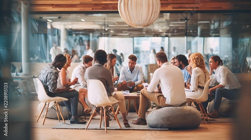 meeting with legal professional to discuss workplace rights, calm respectful environment, contemporary corporate office, realistic stock photography