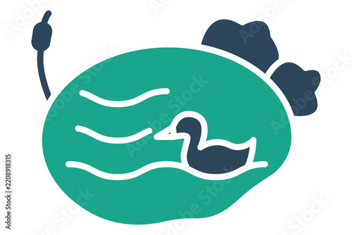 Pond icon. solid icon style. icon related to nature and environment. park elements vector illustration