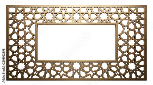 Metallic Bronze Islamic Geometric Lattice Frame Cutout