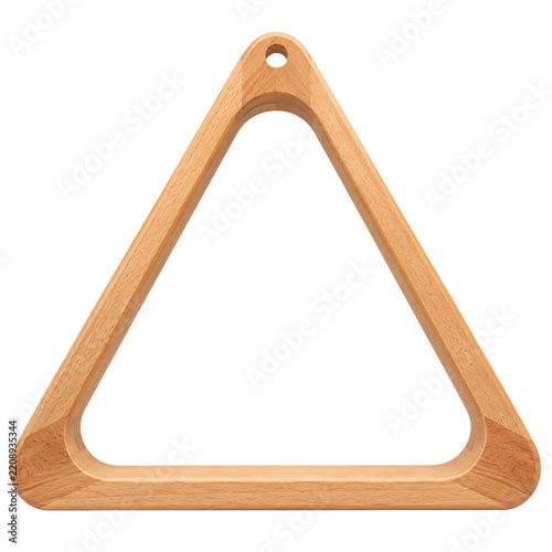 Isolated wooden billiard ball rack triangle, smooth light wood