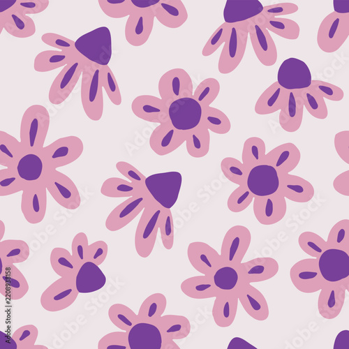 Cute Pink Flowers  Decorative seamless pattern. Repeating background. Tileable wallpaper print.