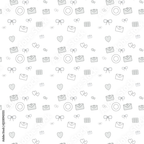 Heart envelope bow gift box circle seamless pattern for Valentine's Day and romantic celebrations