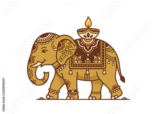 Diwali icon elephant flat vector illustration character