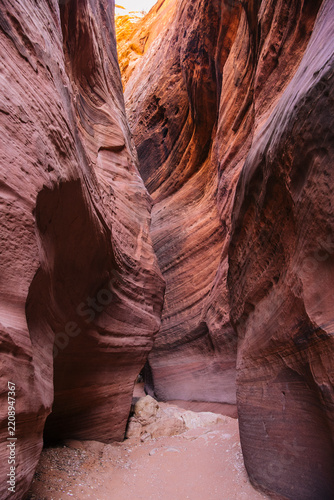 Slot canyon buckskin gulch with narrow red sandstone walls