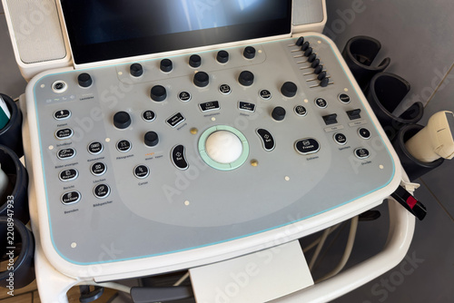 Ultrasound control panel and keyboard in a healthcare facility