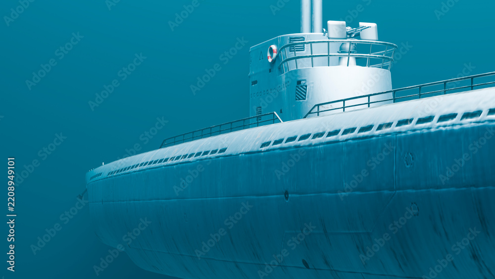 © Metadancer - Submarine hull and conning tower underwater in ocean