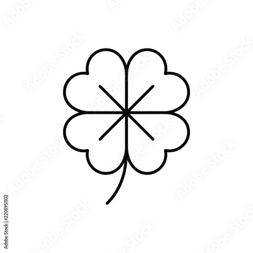 Four leaf clover lucky outline icon isolated on transparent background