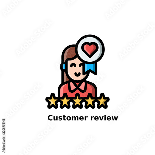 satisfaction customer review happy client outline colored icon