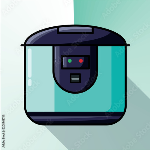 Modern Electric Rice Cooker with Control Panel and Cooking Appliance Illustration