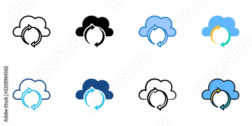 OTA update icons set multiple style collection. Editable stroke 