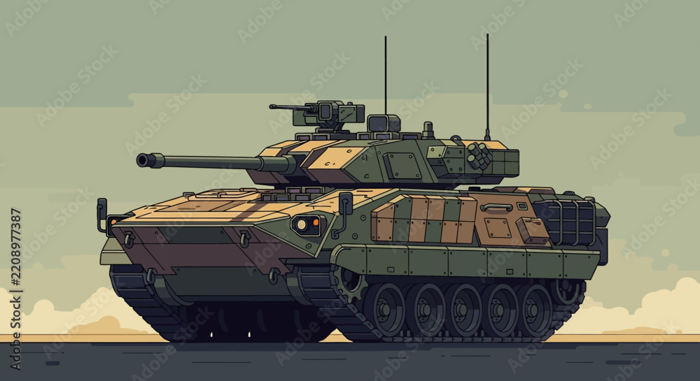Obraz premium Modern armored fighting vehicle illustration on neutral background