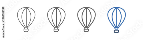 
Outline icon set featuring hot air balloon designs.