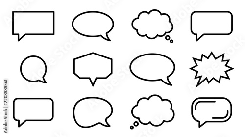 Speech Bubbles Icons Set, Communication Symbols, Chat Boxes, Talking, Ideas