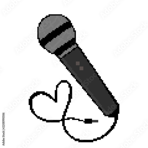 pixel art vocal microphone heart cable singing music love audio icon