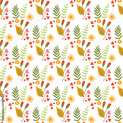 Bright Floral Pattern Seamless Background With Cute Flowers Leaves And Spring Vibes For Design