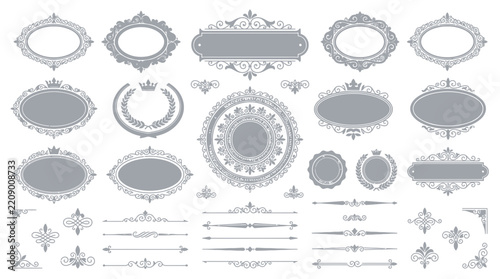 Ornate Decorative Frames and Borders Collection Isolated Transparent