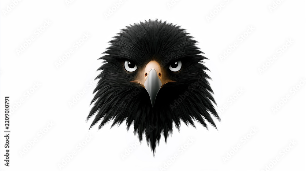 Fototapeta premium Black eagle head front view for power leadership mascot branding and dramatic sports logo design