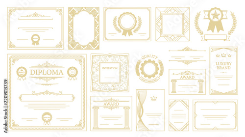 Ornate Frames and Certificates Vector Set, Transparent Background