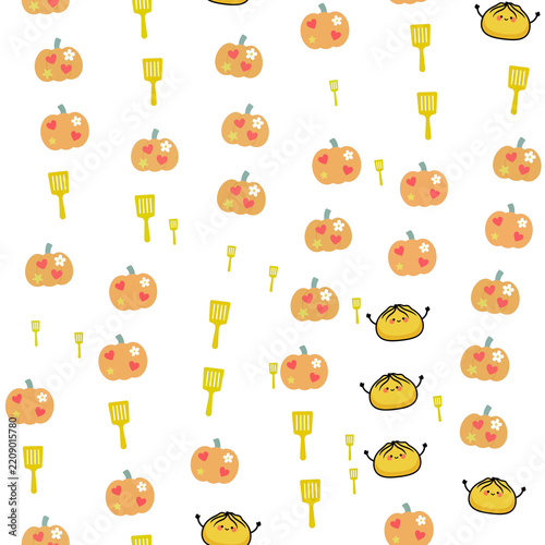 Cute Kawaii Pumpkins and Dumplings Pattern