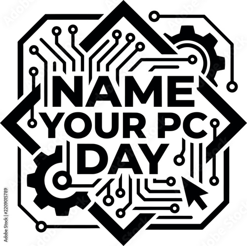 Creative Circuit Design Logo For Personal Computer Naming Day Event