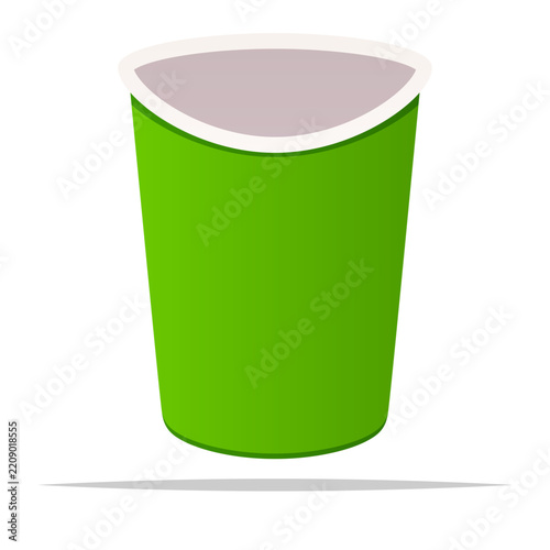 Green paper cup vector isolated illustration
