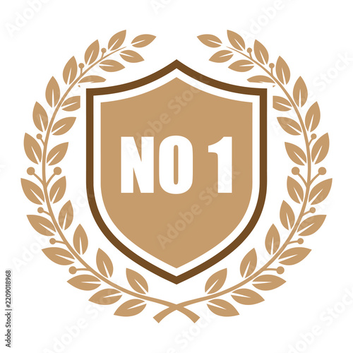 Golden Number One Winner Laurel Wreath Emblem