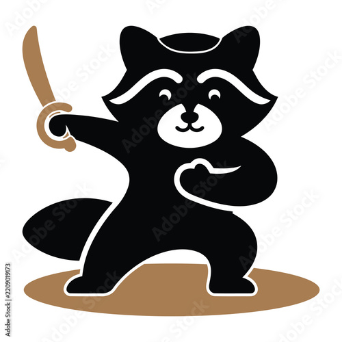 Raccoon Ninja Warrior Mascot Character Graphic