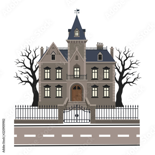 Halloween Spooky Haunted House Castle Graphic Design