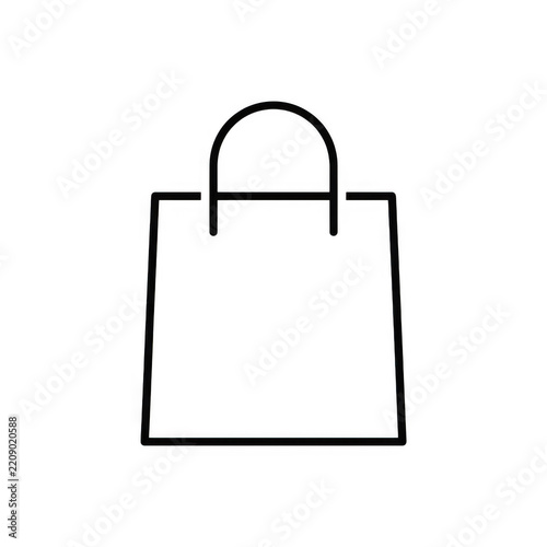 Minimalist shopping bag line art cutout on transparent background