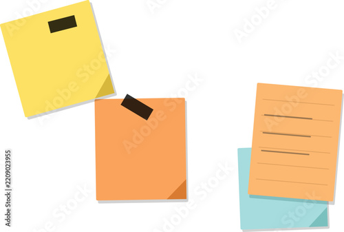 Colorful notebooks and sticky notes on the desk