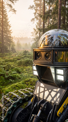 Macro 3D LiDAR Sensor Dome on Forestry Harvester Robot