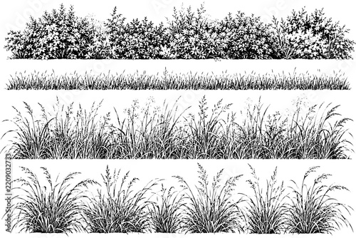 Grass and Tree CAD Blocks – Clean Forest Line Collection