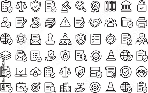 Security and Compliance Outline Icon Set
