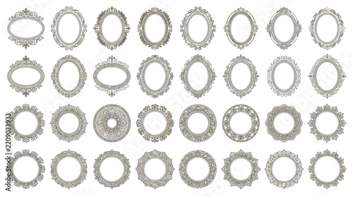 Ornate Victorian Picture Frames Collection Isolated Transparent Background