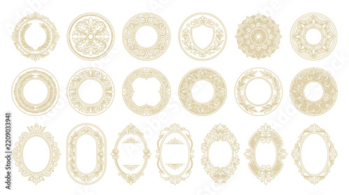 Ornate Vintage Decorative Frames and Borders Set Isolated