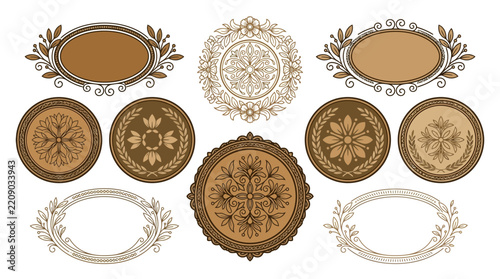 Ornate Vintage Decorative Frames and Embellishments, Isolated Transparent Background
