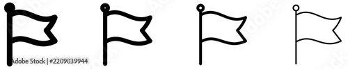 Waving flag line icon for location marker
