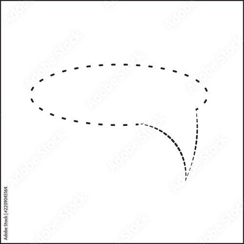 Dashed line speech bubble vector illustration with copy space