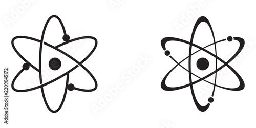 Atomic structure icon set. atom set vector graphics.science presentations.eps 10