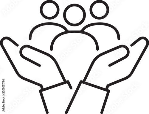 Teamwork and Community Support Outline Icon