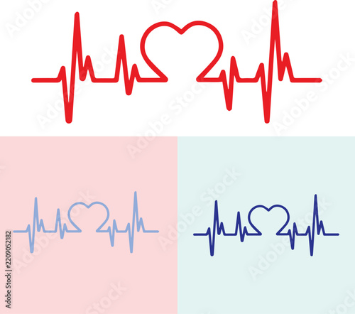 Heartbeat and Love Heart Line Symbol